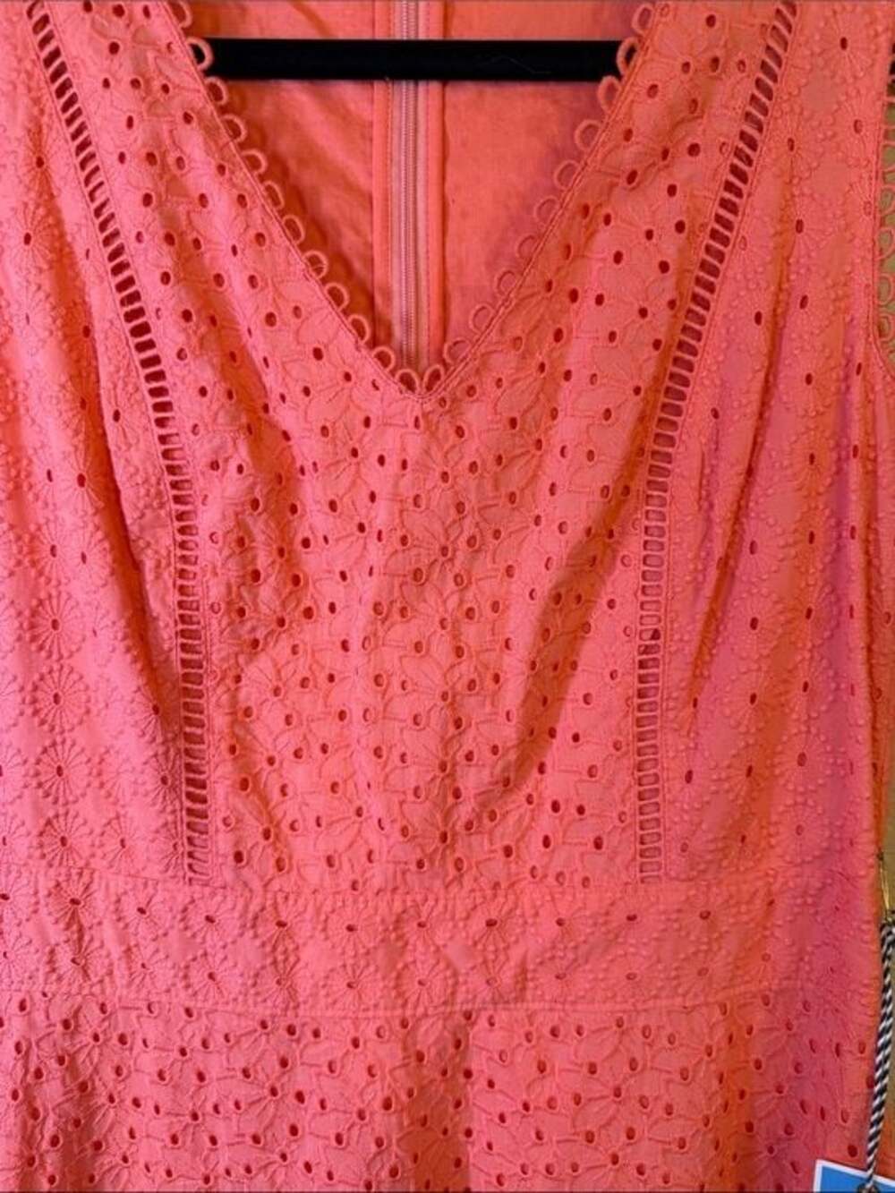 Draper James Coral Eyelet V-Neck Midi Dress - Picture 5 of 9
